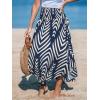 CUPSHE Womens Summer Skirts Abstract Smocked Midi Skirt High Waist Coverup Casual Vacation Beach Skirt(Navy)