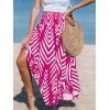 CUPSHE Womens Summer Skirts Abstract Smocked Midi Skirt High Waist Coverup Casual Vacation Beach Skirt(Pink)