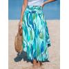CUPSHE Womens Summer Skirts Abstract Smocked Midi Skirt High Waist Coverup Casual Vacation Beach Skirt(Sky Blue)
