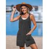 CUPSHE Women’s Summer Sleeveless Rompers Overalls Adjustable Spaghetti Wide Leg Jumpsuit with Pockets(Black)
