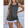 CUPSHE Womens Summer Top Sleeveless Ruched Side Tie Casul Cami Blouse Shirts(Green)