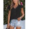 CUPSHE Womens Summer Tops Eyelet Embroidered Flutter Sleeves Button Fron Top Blouse 2025 Fashion(Black)