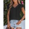 CUPSHE Womens Summer Tops Eyelet Embroidered Flutter Sleeves Button Fron Top Blouse 2025 Fashion(Black)