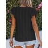 CUPSHE Womens Summer Tops Eyelet Embroidered Flutter Sleeves Button Fron Top Blouse 2025 Fashion(Black)