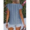 CUPSHE Womens Summer Tops Eyelet Embroidered Flutter Sleeves Button Fron Top Blouse 2025 Fashion(Blue)