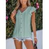CUPSHE Womens Summer Tops Eyelet Embroidered Flutter Sleeves Button Fron Top Blouse 2025 Fashion(Green)