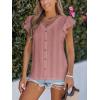 CUPSHE Womens Summer Tops Eyelet Embroidered Flutter Sleeves Button Fron Top Blouse 2025 Fashion(Pink)