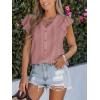 CUPSHE Womens Summer Tops Eyelet Embroidered Flutter Sleeves Button Fron Top Blouse 2025 Fashion(Pink)