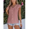 CUPSHE Womens Summer Tops Eyelet Embroidered Flutter Sleeves Button Fron Top Blouse 2025 Fashion(Pink)