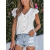 CUPSHE Womens Summer Tops Eyelet Embroidered Flutter Sleeves Button Fron Top Blouse 2025 Fashion(White)