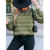 CUPSHE Womens Sweaters Rainbow Dots Long Sleeve Sweater Crewneck Lightweight Knit Pullover Sweater Tops(Green)