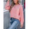 CUPSHE Womens Sweaters Rainbow Dots Long Sleeve Sweater Crewneck Lightweight Knit Pullover Sweater Tops(Pink)