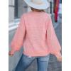 CUPSHE Womens Sweaters Rainbow Dots Long Sleeve Sweater Crewneck Lightweight Knit Pullover Sweater Tops(Pink)