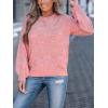 CUPSHE Womens Sweaters Rainbow Dots Long Sleeve Sweater Crewneck Lightweight Knit Pullover Sweater Tops(Pink)