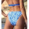 CUPSHE Womens Swimsuit Bikini Bottom Side Cutout Stitching Cheeky Bottom(Blue/White Floral)