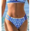 CUPSHE Womens Swimsuit Bikini Bottom Side Cutout Stitching Cheeky Bottom(Blue/White Floral)