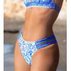 CUPSHE Womens Swimsuit Bikini Bottom Side Cutout Stitching Cheeky Bottom(Blue/White Floral)