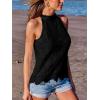CUPSHE Women’s Tank Tops Hollow Out Lace Boho Blouse Eyelet Embroidery Sleeveless Tops Shirts(Black)