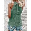 CUPSHE Women’s Tank Tops Hollow Out Lace Boho Blouse Eyelet Embroidery Sleeveless Tops Shirts(Light Green)