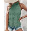 CUPSHE Women’s Tank Tops Hollow Out Lace Boho Blouse Eyelet Embroidery Sleeveless Tops Shirts(Light Green)