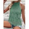 CUPSHE Women’s Tank Tops Hollow Out Lace Boho Blouse Eyelet Embroidery Sleeveless Tops Shirts(Light Green)