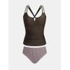 CUPSHE Women’s Tankini Sets Two Piece Swimsuit Scoop Neck V Cut Double Straps Self Tied Bathing Suit Ruched Tummy(Chocolate Brown/White Floal)