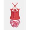 CUPSHE Women’s Tankini Sets Two Piece Swimsuit Scoop Neck V Cut Double Straps Self Tied Bathing Suit Ruched Tummy(Red/Floral)