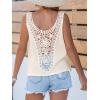 CUPSHE Womens Top Lace V Neck Sleeveless Shirts Dressy Tank Coverup 2025 Fashion Blouse Summer Casual(Beige)