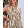 CUPSHE Womens Top Round Neck Stripe Sleeveless Front Tied Blouse Summer Loose Casual Dressy Shirt 2025 Trendy(Black)