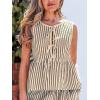 CUPSHE Womens Top Round Neck Stripe Sleeveless Front Tied Blouse Summer Loose Casual Dressy Shirt 2025 Trendy(Black)