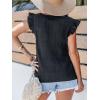 CUPSHE Womens Top Square Neck Short Sleeve Ruffled Shirts Dressy Tank Tops 2025 Fashion Blouse Summer Casual(Black)