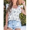 CUPSHE Womens Top Square Neck Short Sleeve Ruffled Shirts Dressy Tank Tops 2025 Fashion Blouse Summer Casual(Blue)