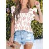 CUPSHE Womens Top Square Neck Short Sleeve Ruffled Shirts Dressy Tank Tops 2025 Fashion Blouse Summer Casual(Red)