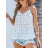 CUPSHE Womens Top V Neck Eyelet Sleeveless Shirts Dressy Hollow Out Crochet Lace Blouses 2025 Fashion Blouse Summer Casual(White)