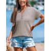 CUPSHE Womens Top Woven V Neck Short Sleeves Jersey Blouse Casual Loose(Grey)