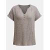 CUPSHE Womens Top Woven V Neck Short Sleeves Jersey Blouse Casual Loose(Grey)