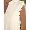 CUPSHE Womens Top Woven V Neck Sleeveless Smocked Cuffs Blouse Casual Loose(Beige)