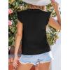 CUPSHE Womens Top Woven V Neck Sleeveless Smocked Cuffs Blouse Casual Loose(Black)