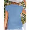 CUPSHE Womens Top Woven V Neck Sleeveless Smocked Cuffs Blouse Casual Loose(Blue)