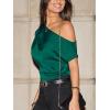 CUPSHE Women’s Tops Asymmetrical Off-Shoulder Shirt Sleeveless Ruching Satin Blouses Elegant Trendy Dressy(1-green)