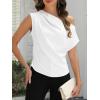 CUPSHE Women’s Tops Asymmetrical Off-Shoulder Shirt Sleeveless Ruching Satin Blouses Elegant Trendy Dressy(1-white)
