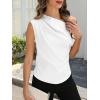CUPSHE Women’s Tops Asymmetrical Off-Shoulder Shirt Sleeveless Ruching Satin Blouses Elegant Trendy Dressy(1-white)