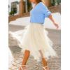 CUPSHE Women’s Tulle Midi Skirts Dressy A-Line High Low Layered Puffy Fairy High Waist Long Mesh Skirt(Beige)