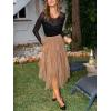 CUPSHE Women’s Tulle Midi Skirts Dressy A-Line High Low Layered Puffy Fairy High Waist Long Mesh Skirt(Light Brown)