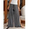 CUPSHE Women’s Wide Leg High Waist Palazzo Pants with Side Slit, Spring Summer Flowy Beach Casual Trousers(Black)