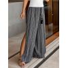 CUPSHE Women’s Wide Leg High Waist Palazzo Pants with Side Slit, Spring Summer Flowy Beach Casual Trousers(Black)