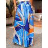 CUPSHE Womens Wide Leg Pants Elastic High Waisted Beach Trousers Cotton Linen Summer Palazzo(Abstract Blue)