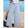 CUPSHE Womens Wide Leg Pants Elastic High Waisted Beach Trousers Cotton Linen Summer Palazzo(Checkered Blue)