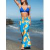 CUPSHE Womens Wide Leg Pants Elastic High Waisted Beach Trousers Cotton Linen Summer Palazzo(Floral Blue)