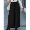 CUPSHE Womens Wide Leg Pants Elastic High Waisted Beach Trousers Cotton Linen Summer Palazzo(Solid Black)